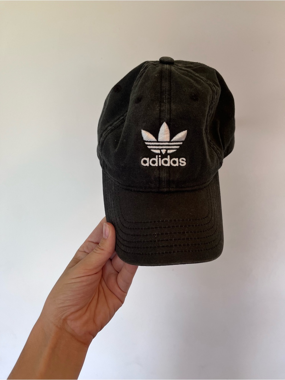 adidas Black Baseball Cap with White Trefoil Logo